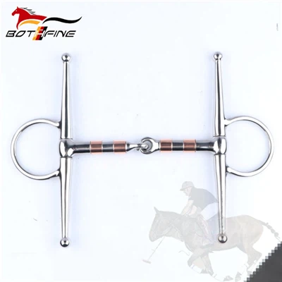 Snaffle Bit ข้อต่อสแตนเลสสตีลแบบเต็มแก้มพร้อมลูกกลิ้งทองแดง