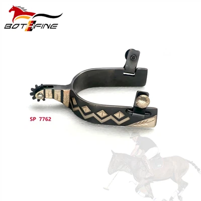 สเปอร์สผู้ชาย Black Steel พร้อมขอบ GS ที่แกะสลักด้วยมือ